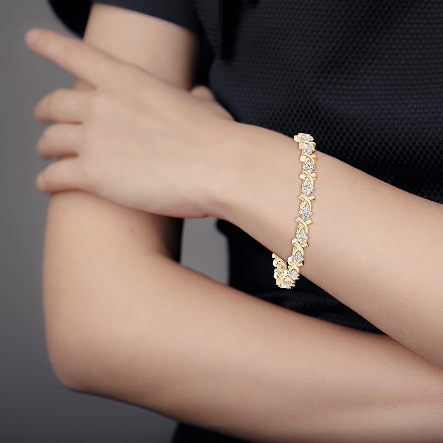 De las mujeres Angara Pulsera de oro macizo de 14 quilates con motivo 