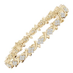 Bracelet en or massif 14K avec motif 'X' en forme de grappe de diamants de 2,16 ct Angara Nature