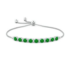 Angara Natural 2.16 ct Emerald Bolo Bracelet with Diamond Accents in 14K Gold