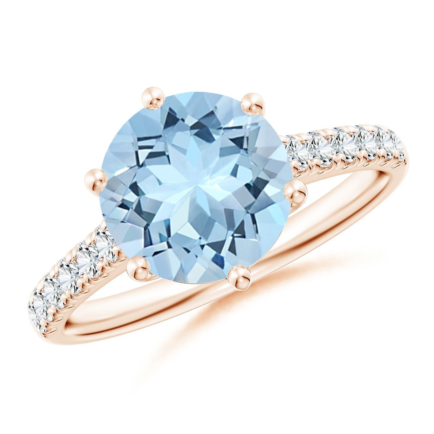 Angara natürlichen 2,3 ct Aquamarin Solitär Verlobungsring in 14K massivem Gold im Angebot 4