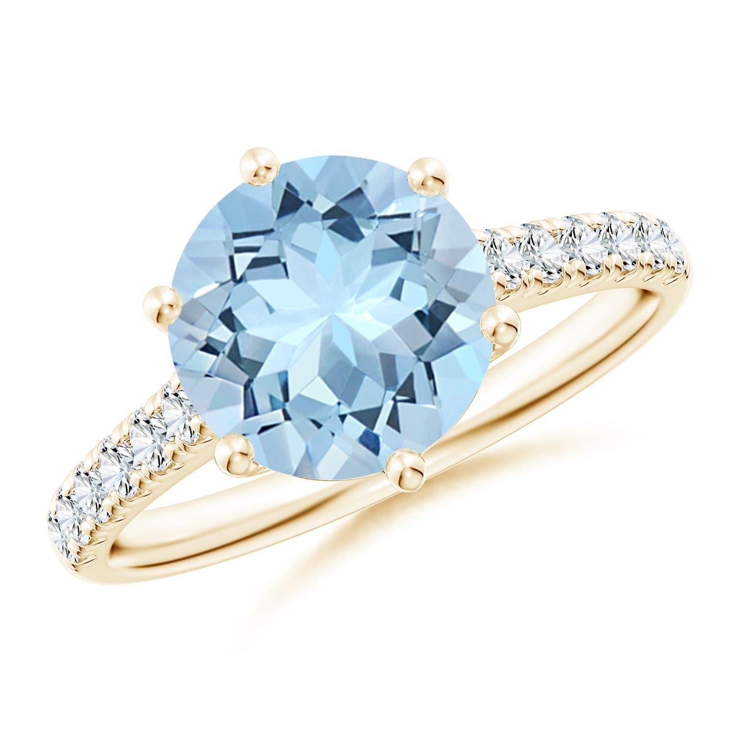 Angara natürlichen 2,3 ct Aquamarin Solitär Verlobungsring in 14K massivem Gold im Angebot 3