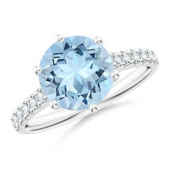 Angara natürlichen 2,3 ct Aquamarin Solitär Verlobungsring in 14K massivem Gold