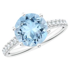 Angara natürlichen 2,3 ct Aquamarin Solitär Verlobungsring in 14K massivem Gold