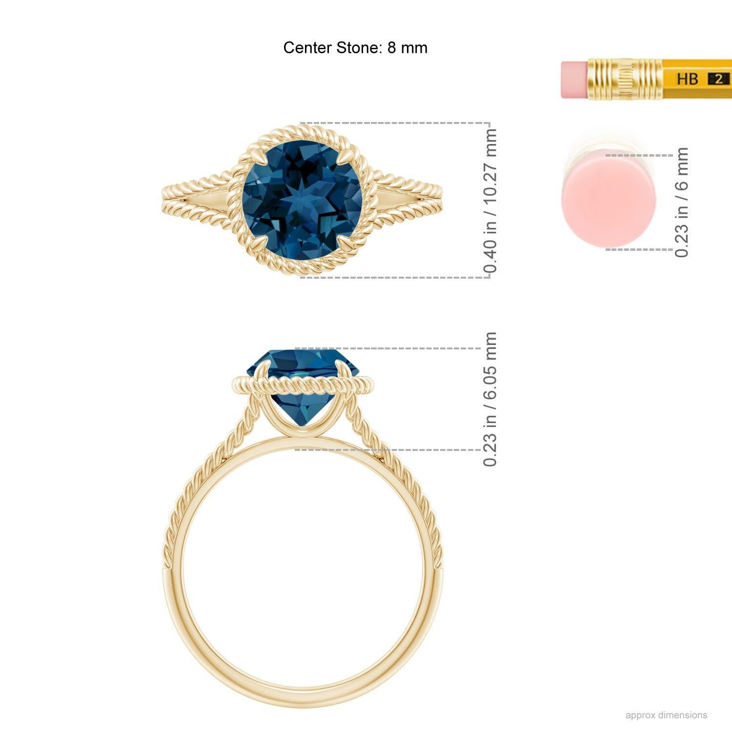 Anello con gambo diviso Angara Nature da 2,35 ct di Topazio Blu di Londra in oro massiccio 14 carati In condizioni Nuovo in vendita a Los Angeles, CA