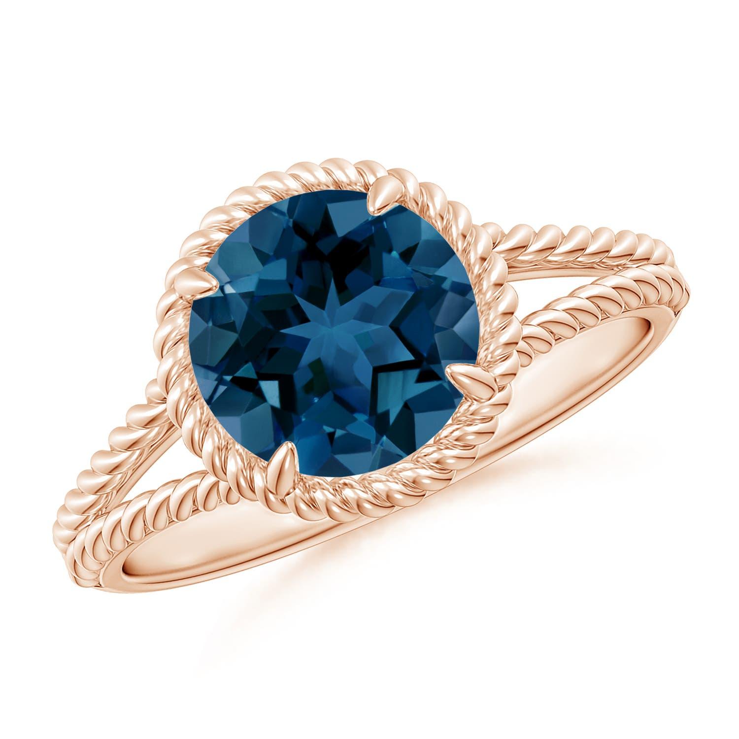 Anello con gambo diviso Angara Nature da 2,35 ct di Topazio Blu di Londra in oro massiccio 14 carati in vendita 1