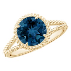 Anello con gambo diviso Angara Nature da 2,35 ct di Topazio Blu di Londra in oro massiccio 14 carati