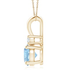 Angara Natural 2.3ct Aquamarine Solitaire Pendant with Diamond in 14K Solid Gold