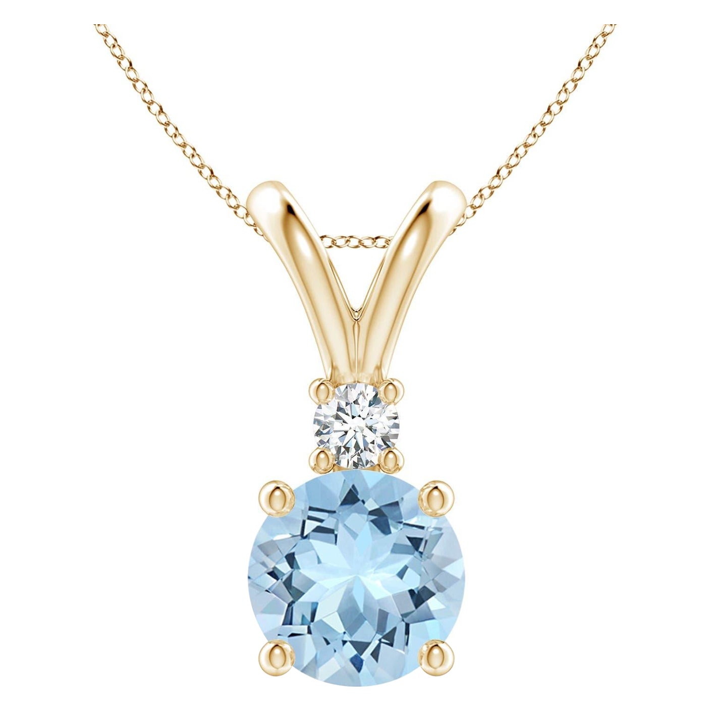 Angara Natural 2.3ct Aquamarine Solitaire Pendant with Diamond in 14K Solid Gold