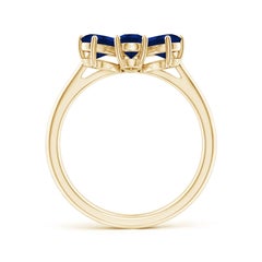 Angara natürlichen 2,4 ct blauer Saphir & Diamant Blume Ring in 14K massivem Gold