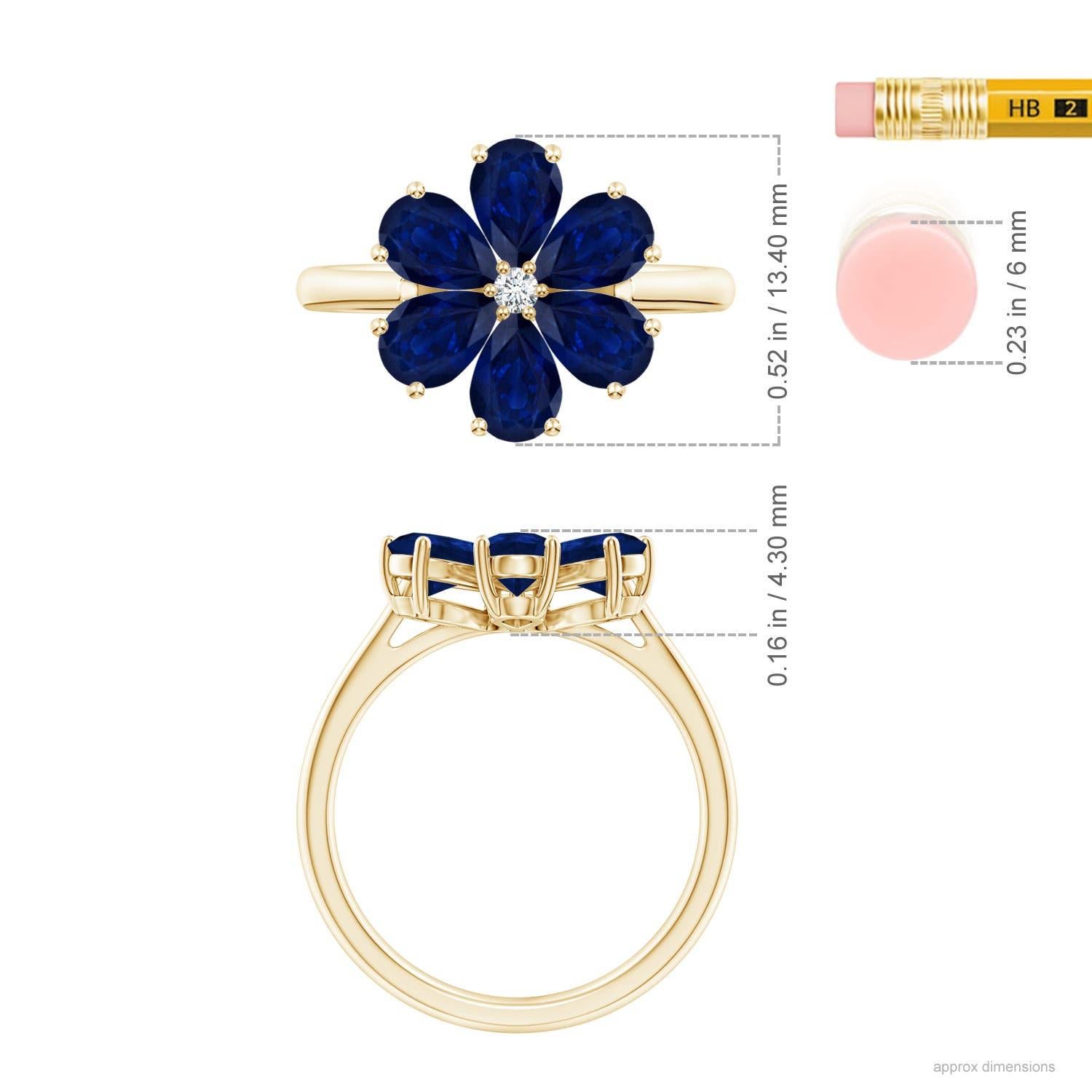 Women's Angara Natural 2.4 ct Blue Sapphire & Diamond Flower Ring in 14K Solid Gold For Sale