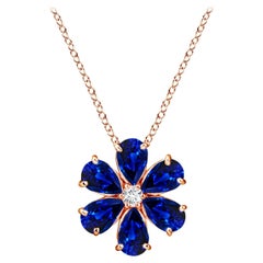 Angara Natural 2.4 ct Blue Sapphire Flower Cluster Pendant in 14K Rose Gold
