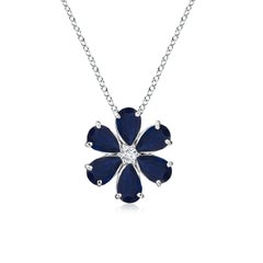 Colgante de racimo de flores de zafiro azul natural Angara de 2,4 ct en platino