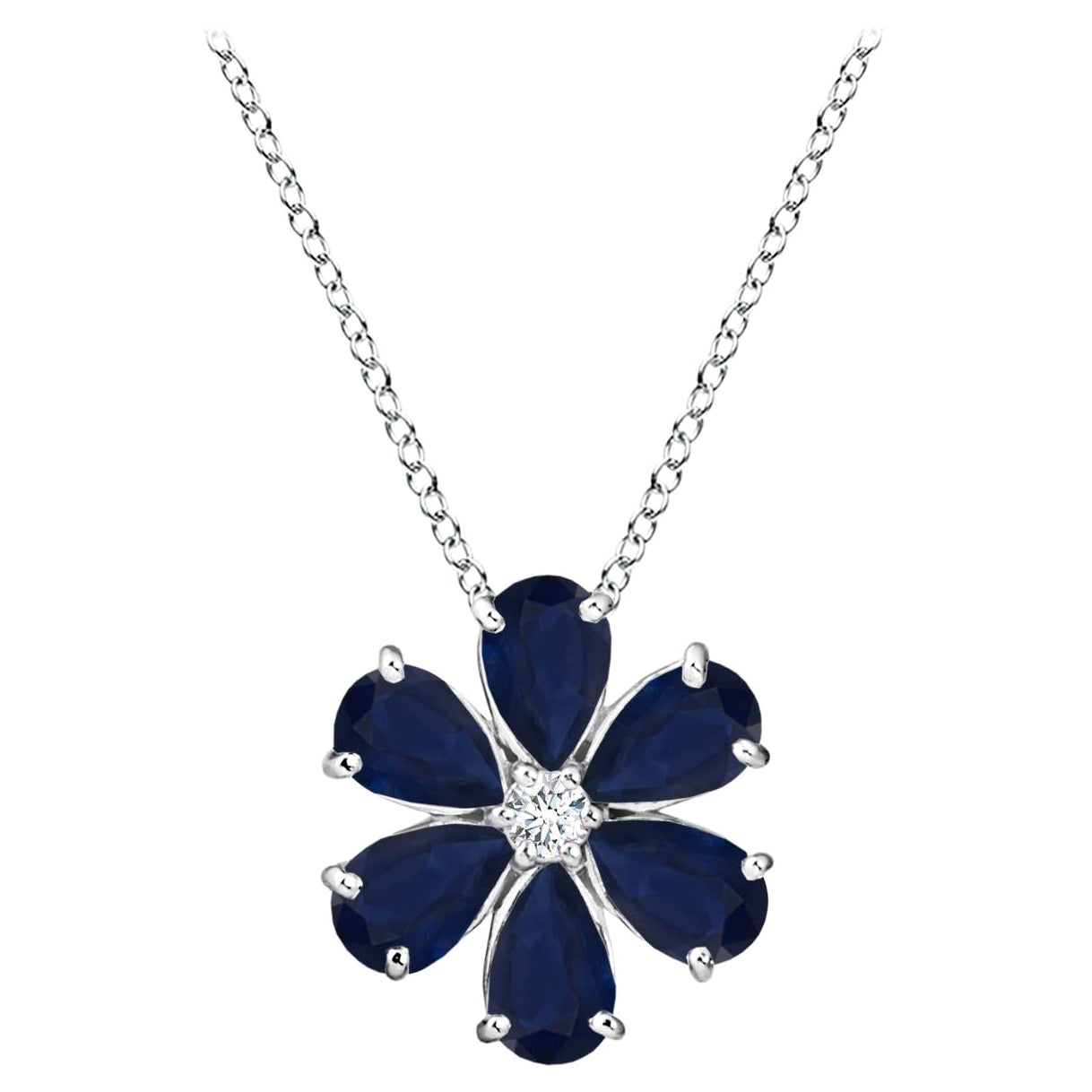 Colgante de racimo de flores de zafiro azul natural Angara de 2,4 ct en platino