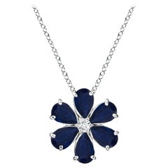 Angara Natural 2.4 ct Blue Sapphire Flower Cluster Pendant in Platinum