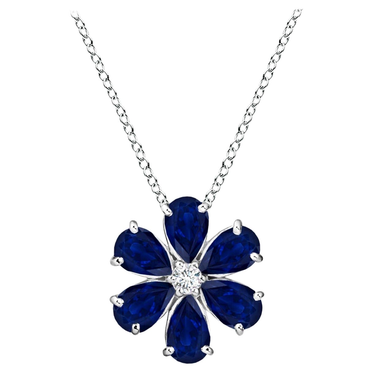 Colgante de racimo de flores de zafiro azul natural Angara de 2,4 ct en platino