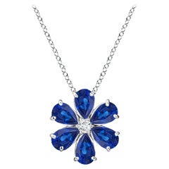 Angara Natural 2.4 ct Blue Sapphire Flower Cluster Pendant in Platinum