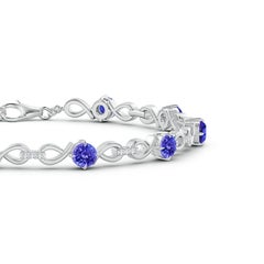Angara Pulsera de eslabones infinitos de tanzanita natural de 2,5 ct y diamantes en oro de 14 quilates