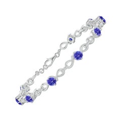Angara Pulsera de eslabones infinitos de tanzanita natural de 2,5 ct y diamantes en oro de 14 quilates