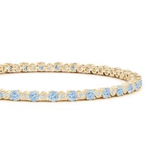 Angara Natural 3,2ct Aquamarin und Illusion Diamant Tennis-Armband in 14K Gold