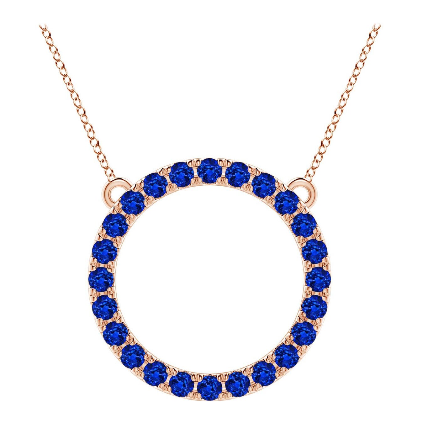 Angara Nature 3.36 ct Blue Sapphire Circle Eternity Pendentif en or rose 14K