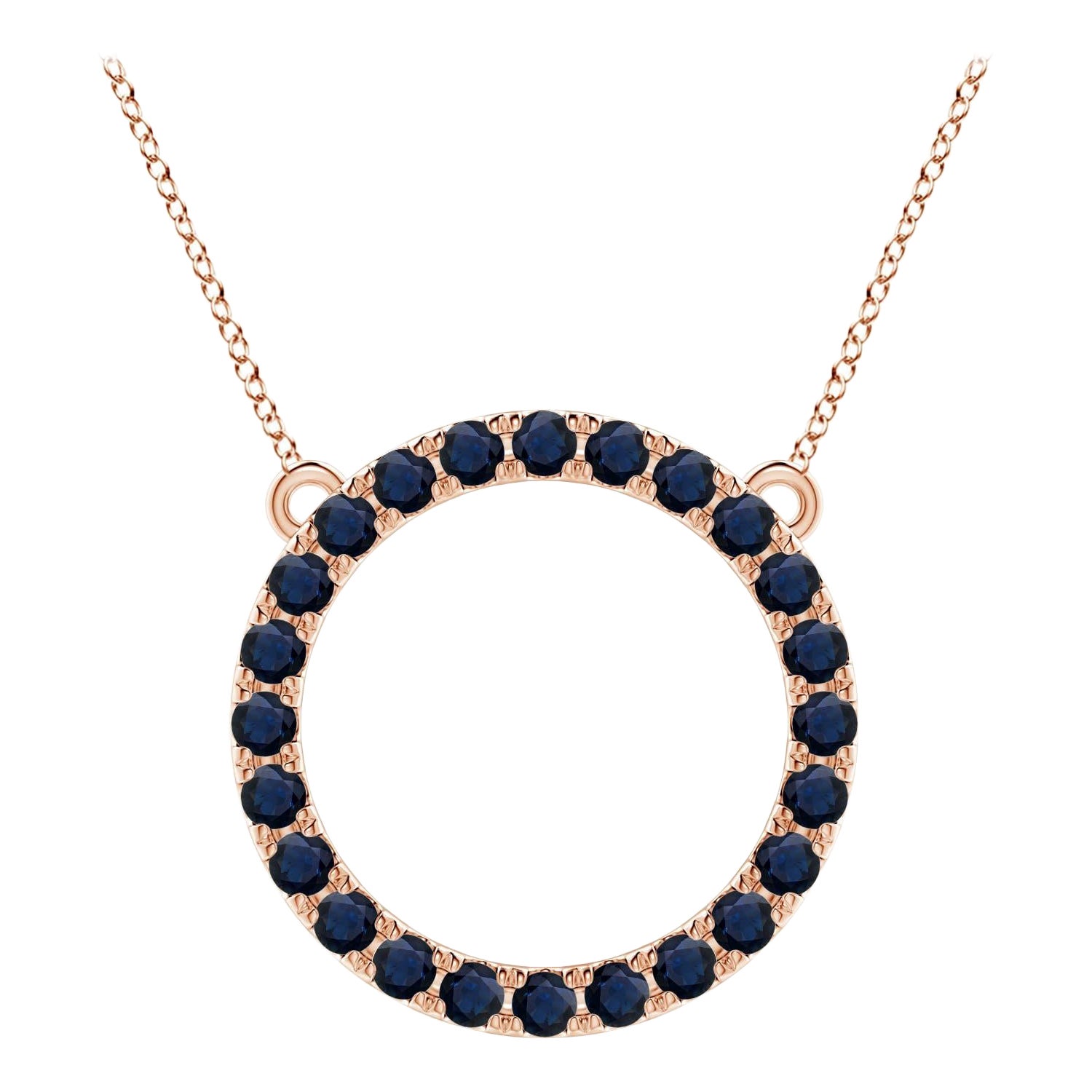 Angara Natural 3,36 ct Blauer Saphir Kreis Ewigkeit Anhänger in 14K Rose Gold