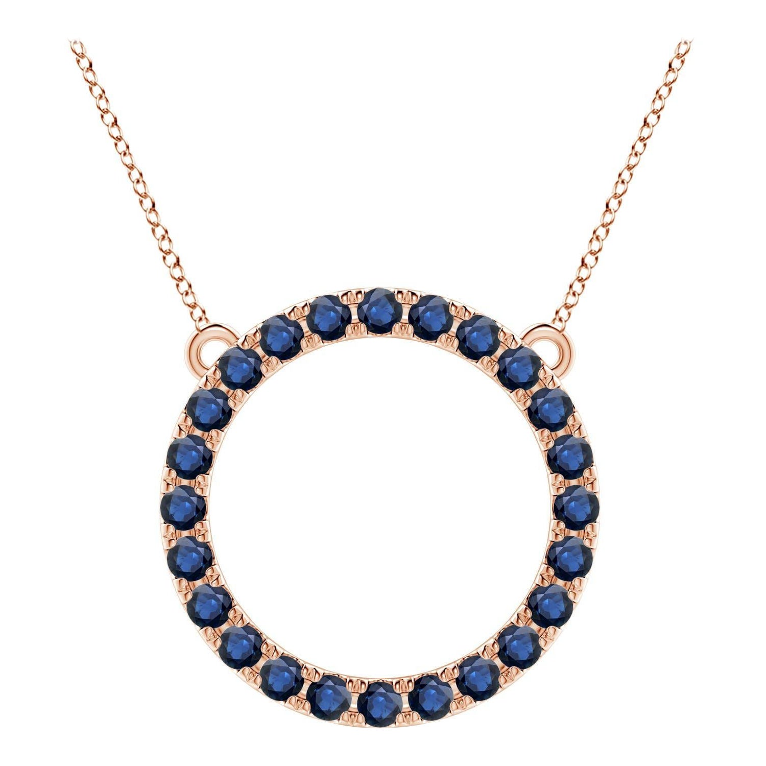 Angara Natural 3,36 ct Blauer Saphir Kreis Ewigkeit Anhänger in 14K Rose Gold