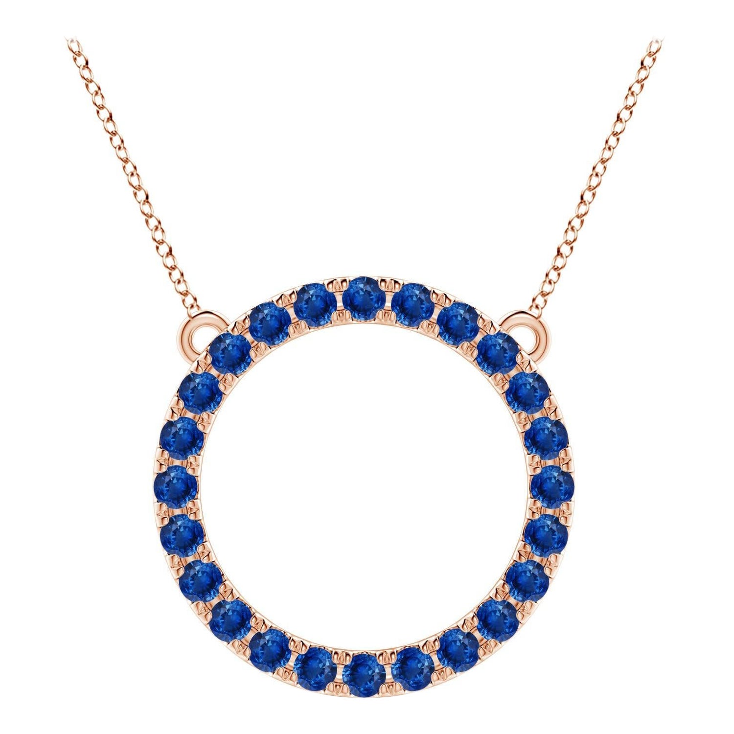 Angara Natural 3,36 ct Blauer Saphir Kreis Ewigkeit Anhänger in 14K Rose Gold im Angebot