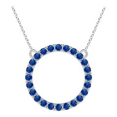 Angara Natural 3.36 ct Blue Sapphire Circle Eternity Pendant in 14K White Gold