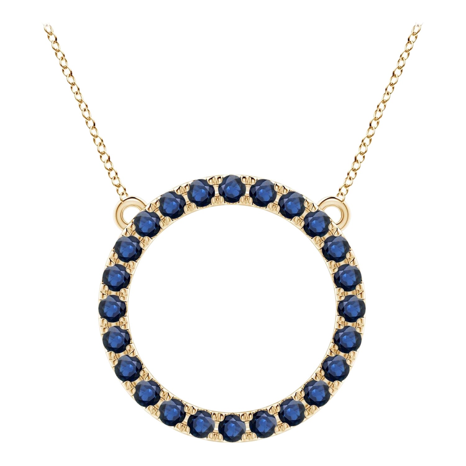 Angara Natural 3,36 ct Blauer Saphir Kreis Ewigkeit Anhänger in 14K Gelbgold