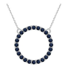 Angara Natural 3.36 ct Blue Sapphire Open Circle Eternity Pendant in Platinum