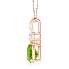 Angara Natural 3,4ct Peridot Teardrop Anhänger mit Diamant in 14k Rose Gold