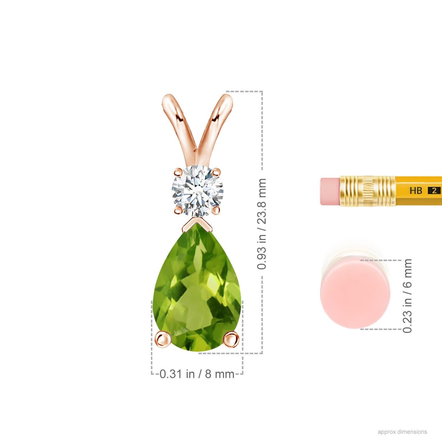 Angara Natural 3,4ct Peridot Teardrop Anhänger mit Diamant in 14k Rose Gold im Zustand „Neu“ im Angebot in Los Angeles, CA