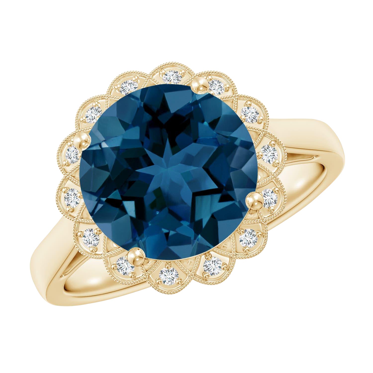 Anello Angara con anello a raggiera smerlato in oro massiccio 14 carati da 4,2 ct.