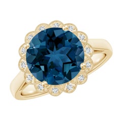 Anello Angara con anello a raggiera smerlato in oro massiccio 14 carati da 4,2 ct.