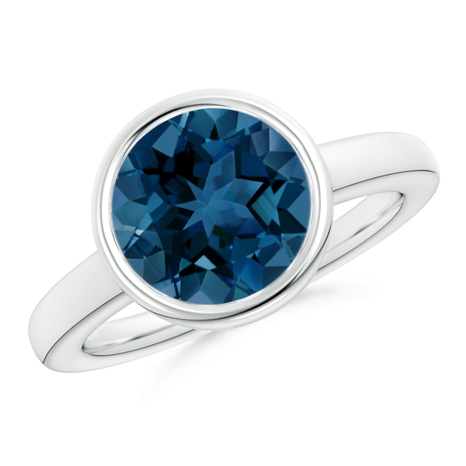 Angara Natürlicher 4,2 ct Londoner Blautopas Solitär Verlobungsring in 14K Gold Damen im Angebot