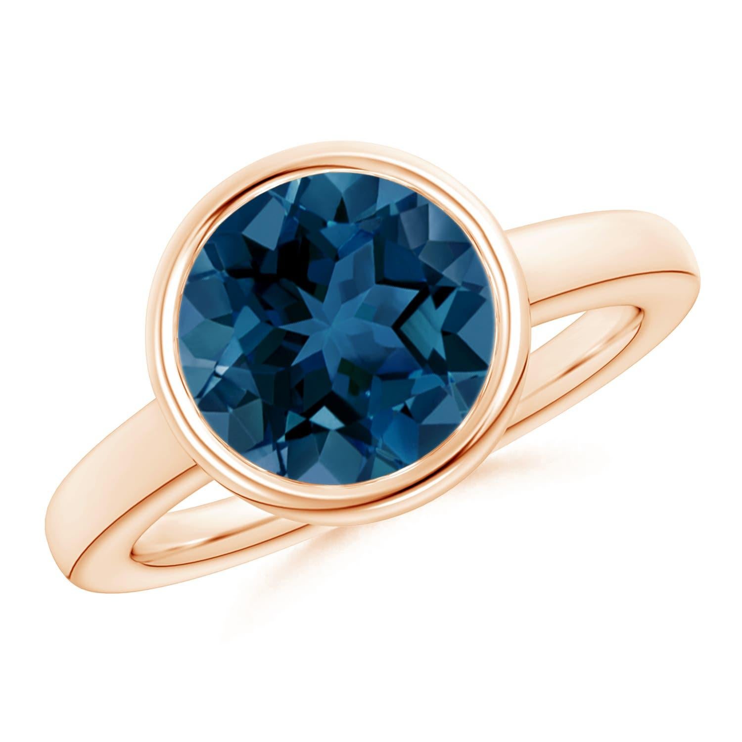 Angara Natürlicher 4,2 ct Londoner Blautopas Solitär Verlobungsring in 14K Gold im Angebot 1