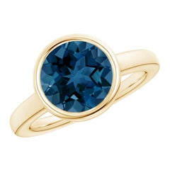 Angara Natural 4.2 ct London Blue Topaz Solitaire Engagement Ring in 14K Gold