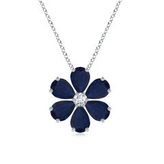 Colgante de racimo de flores de zafiro azul natural Angara de 4,5 ct en platino
