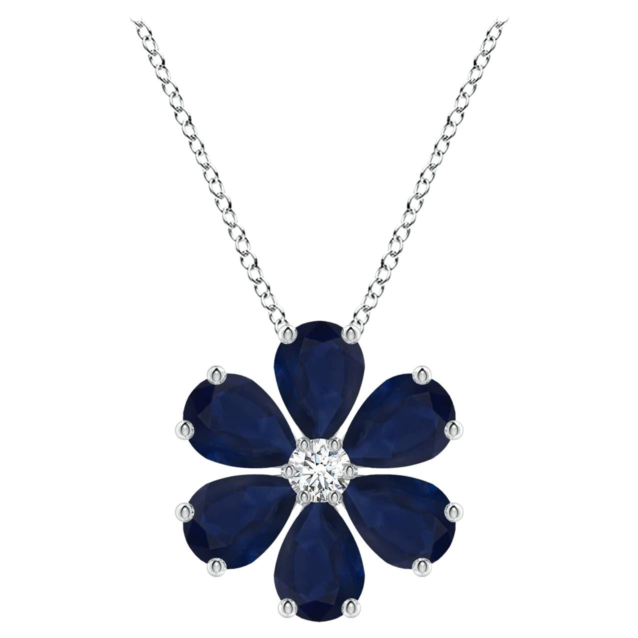 Colgante de racimo de flores de zafiro azul natural Angara de 4,5 ct en platino