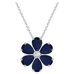 Angara Natural 4.5 ct Blue Sapphire Flower Cluster Pendant in Platinum