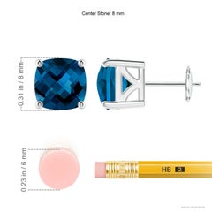 Pendientes de oro de 14 quilates con solitario de topacio azul de Londres natural de 4,8 ct