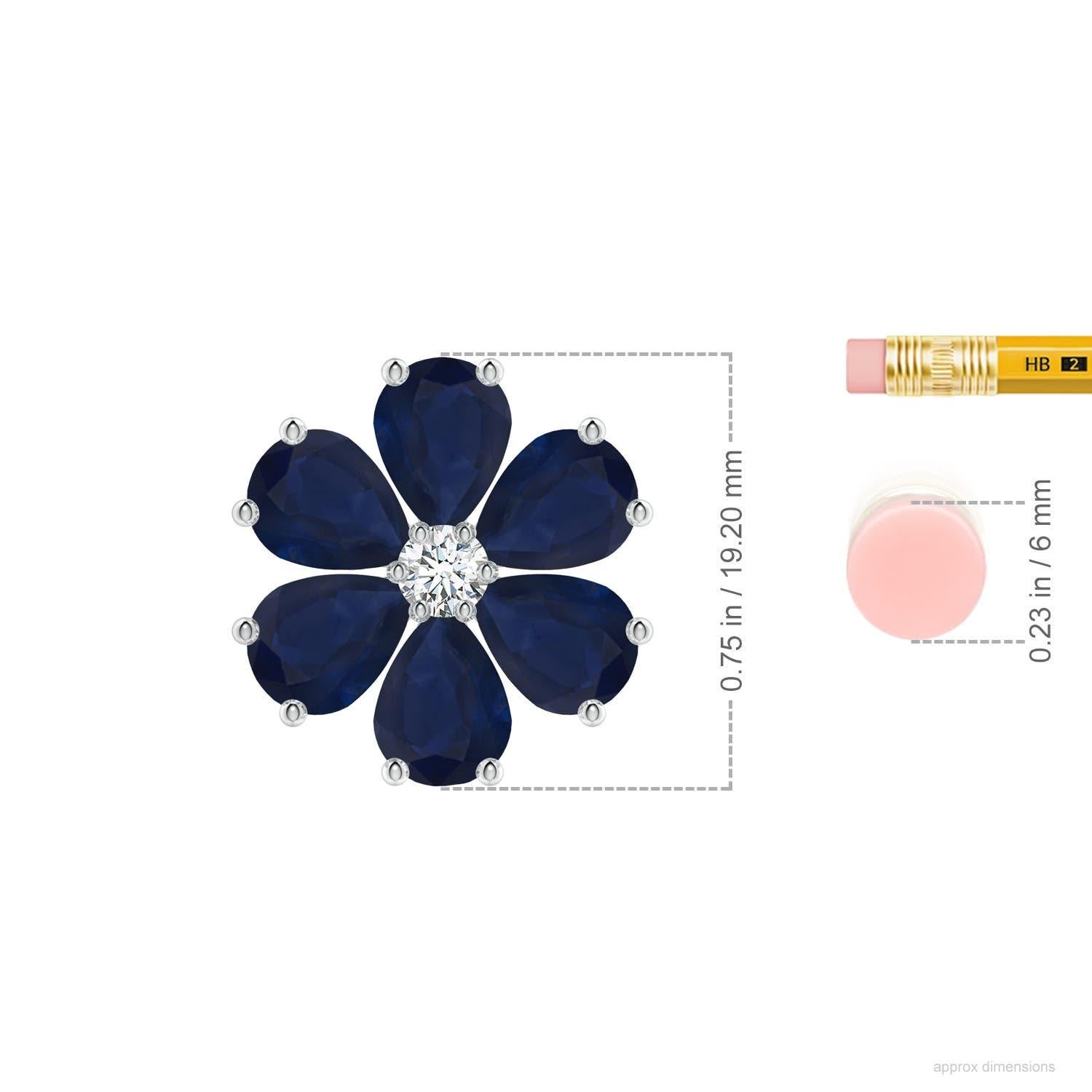 Elaborado en platino, este colgante de zafiro y diamante presenta un atractivo diseño floral. Los zafiros en forma de pera deslumbran con su encanto azul y están adornados alrededor de un brillante diamante, formando una delicada flor.
El zafiro