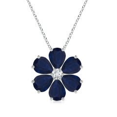 Colgante de racimo de flores de zafiro azul natural Angara de 6,9 ct en platino