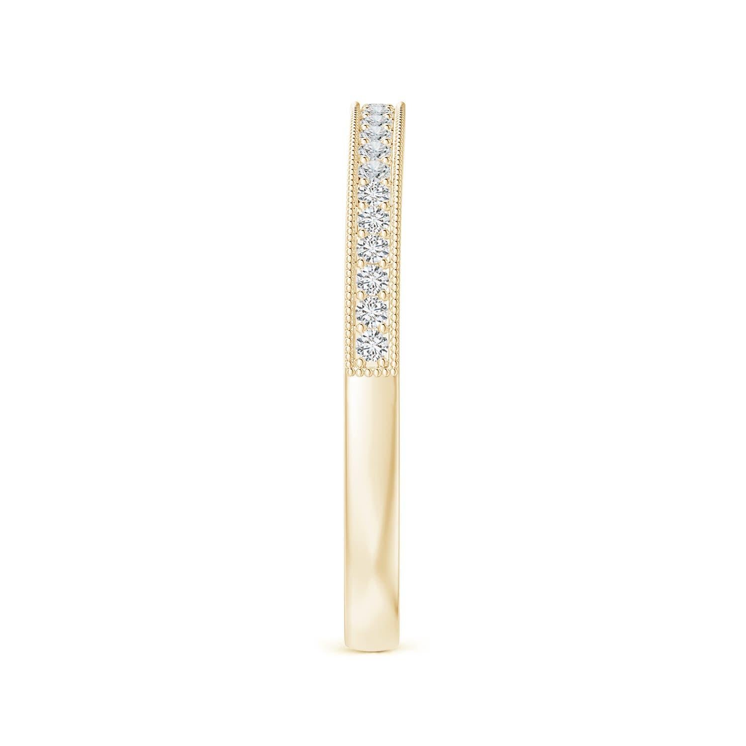 Round Cut Angara Natural Aeon Vintage Style Half Eternity Wedding Ring in 14K Solid Gold For Sale