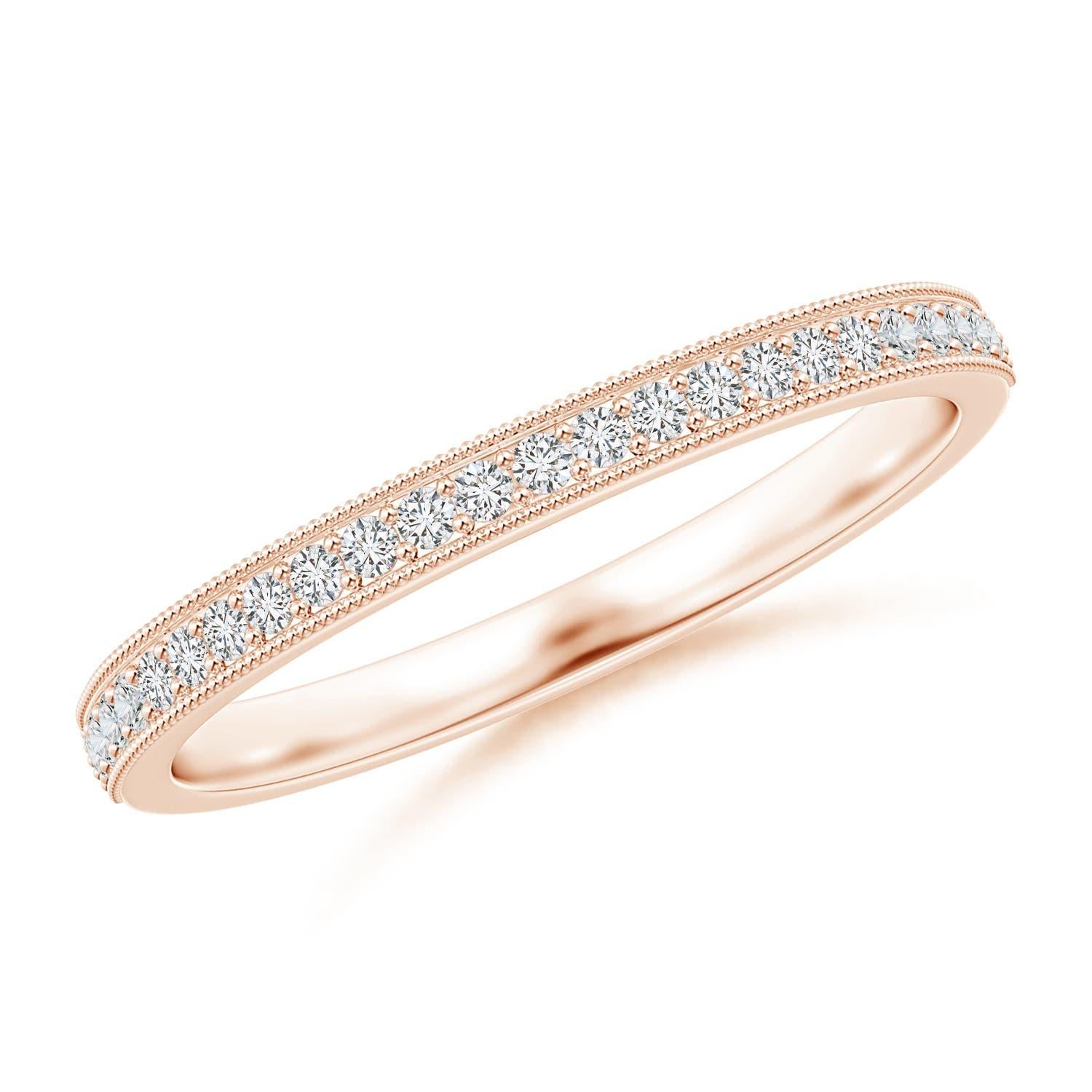 Angara Natural Aeon Vintage Style Half Eternity Wedding Ring in 14K Solid Gold For Sale 1