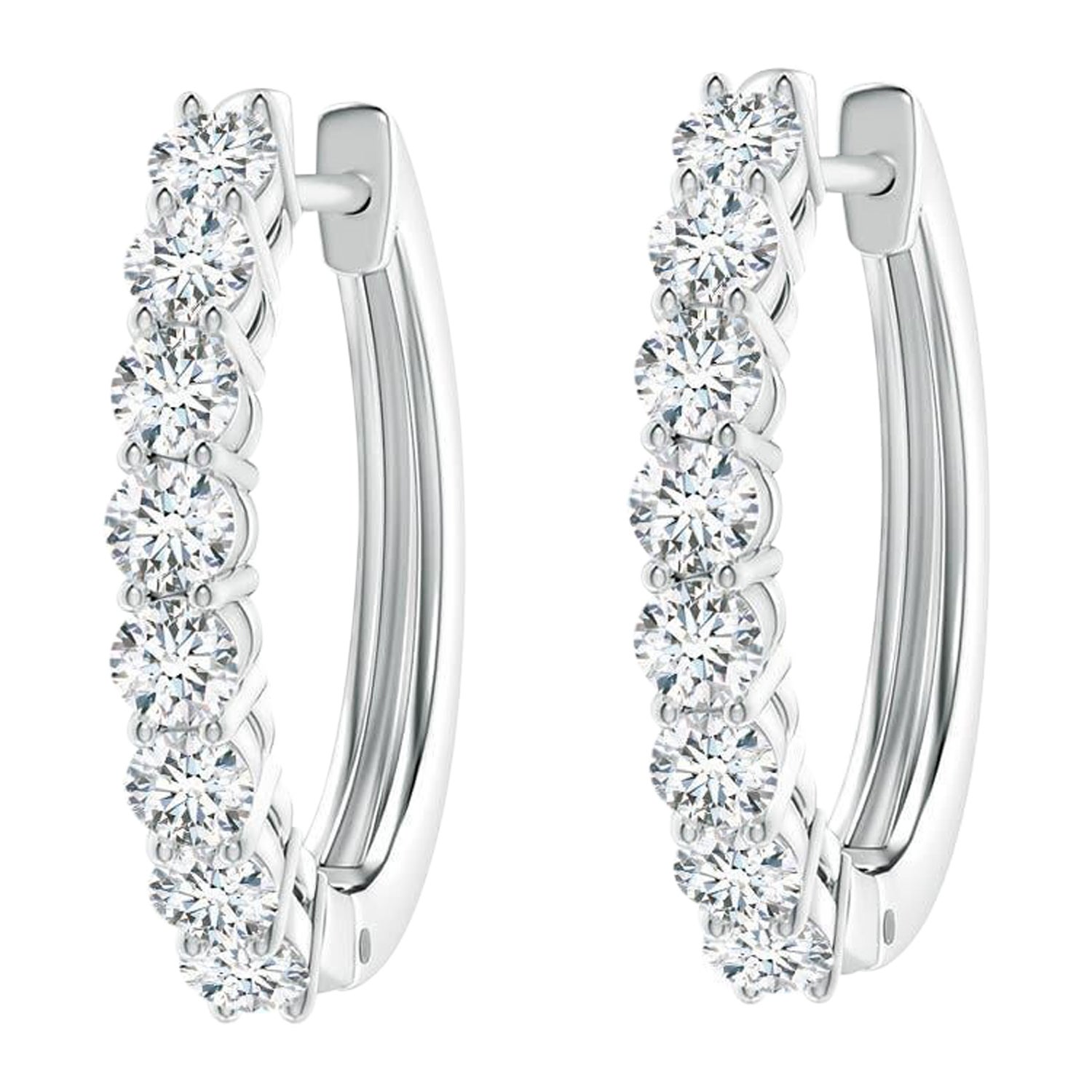 Angara - Créoles en or 14 carats serties de diamants naturels pour femmes