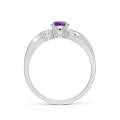 Angara Natural Amethyst and Diamond Twisted Vine Ring in 14K Solid Gold