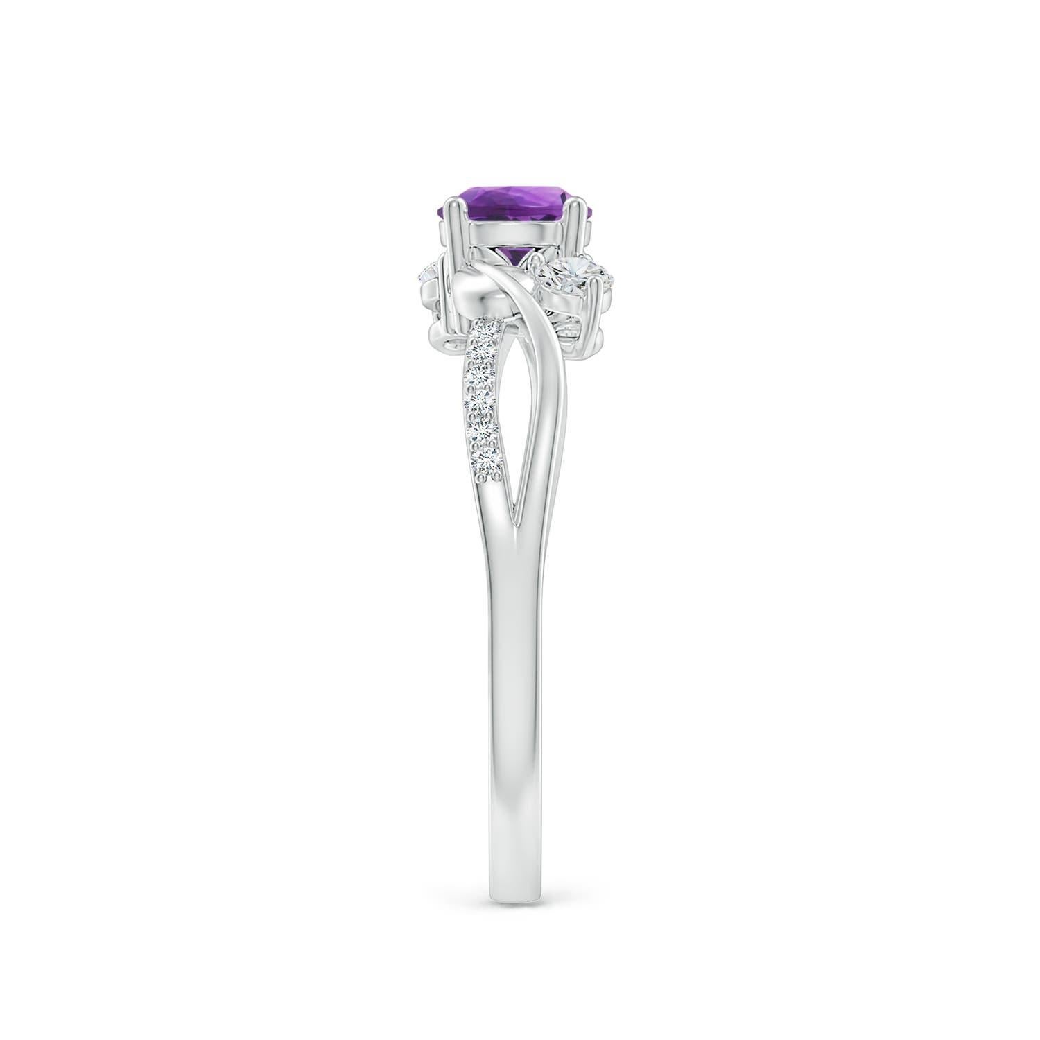 Anillo Angara de amatista natural y diamante en forma de vid retorcida en oro macizo de 14 quilates en Nuevo estado para la venta en Los Angeles, CA