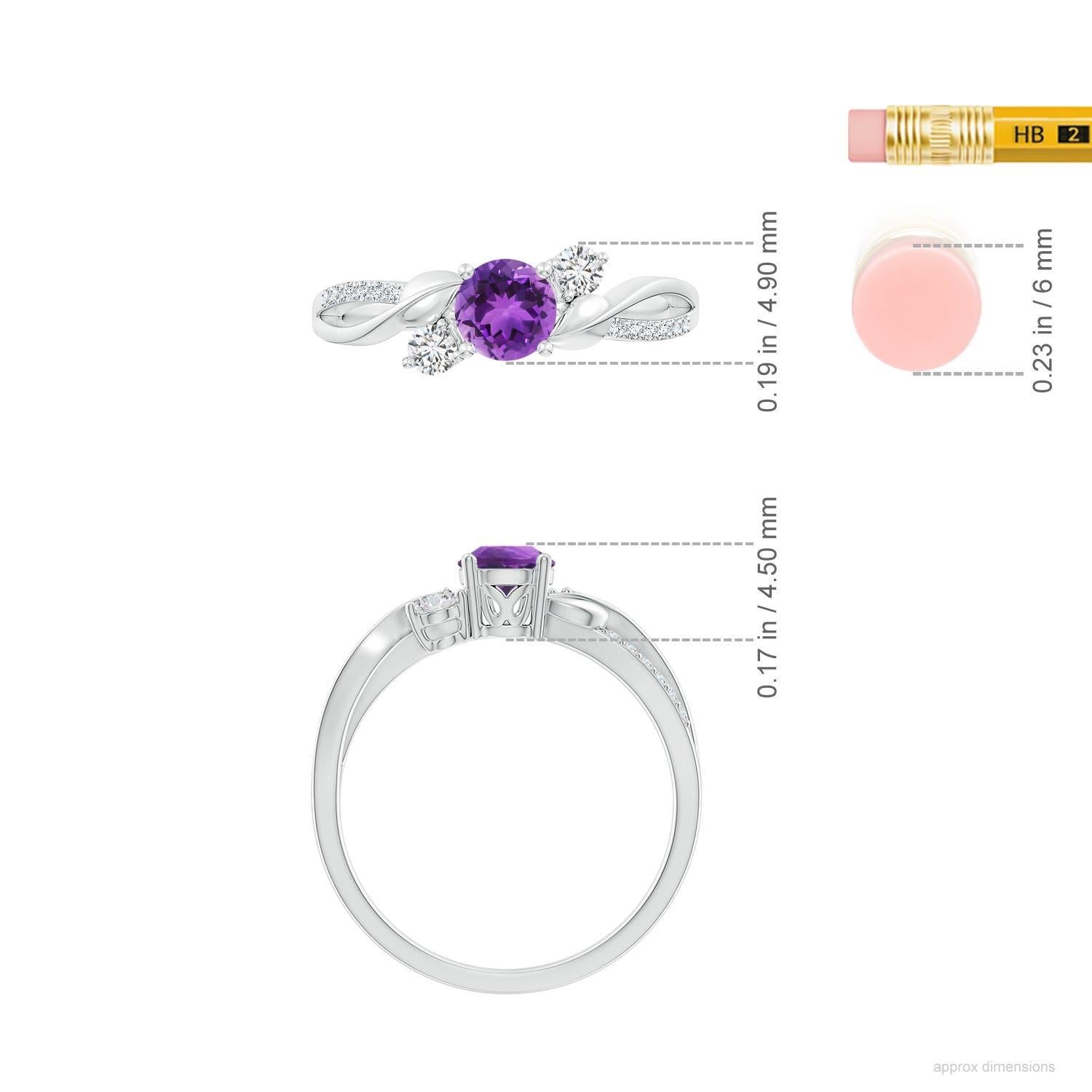 Anillo Angara de amatista natural y diamante en forma de vid retorcida en oro macizo de 14 quilates en venta 1