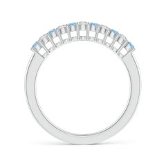 Anneau d'éternité en or massif 14K avec aigue-marine naturelle et diamant Angara